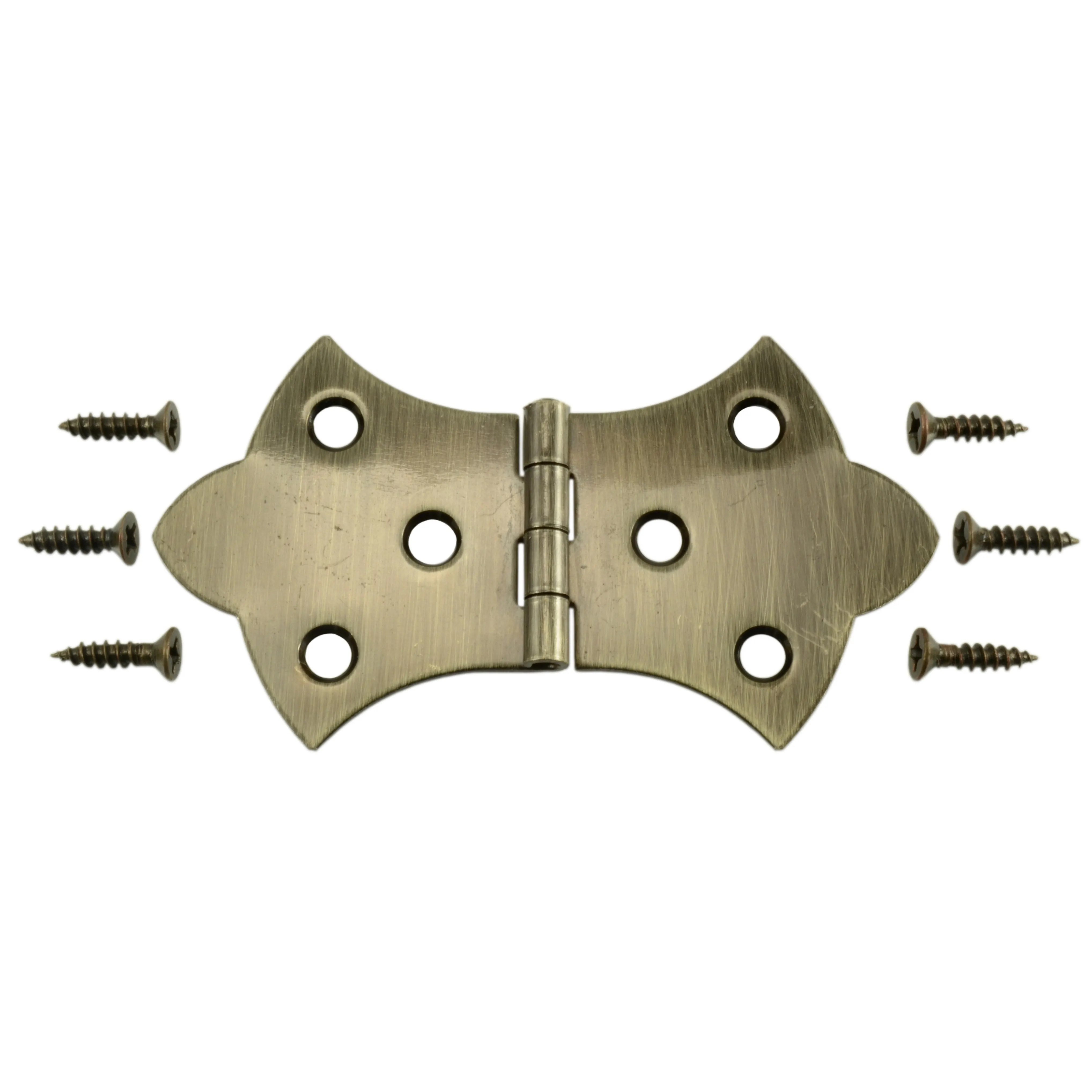1-11/16 x 3-1/16" Antique Brass Plated Steel Ornamental Hinges (2 pcs.)