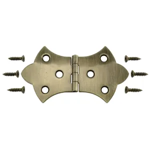 1-11/16 x 3-1/16" Antique Brass Plated Steel Ornamental Hinges (2 pcs.)