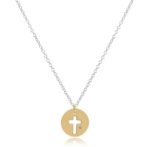 16" Necklace Sterling Mixed Metal Blessed Gold Disc