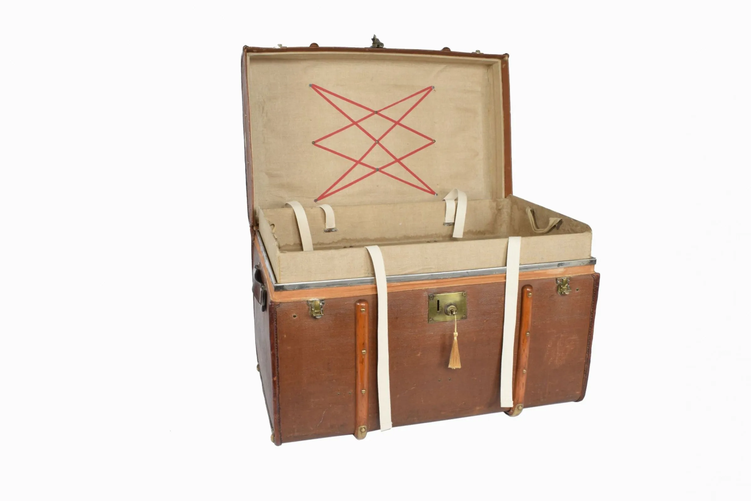 1930's LEATHER STEAMER TRUNK