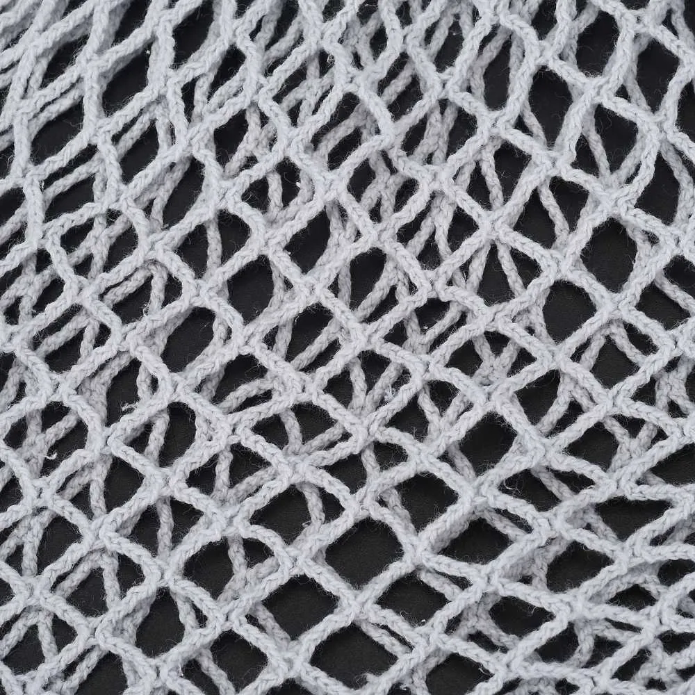 5 pc Portable Cotton Mesh Grocery Bags, Reusable Net Shopping Handbag, Gray, 48.05cm, Bag: 38x36x1cm.