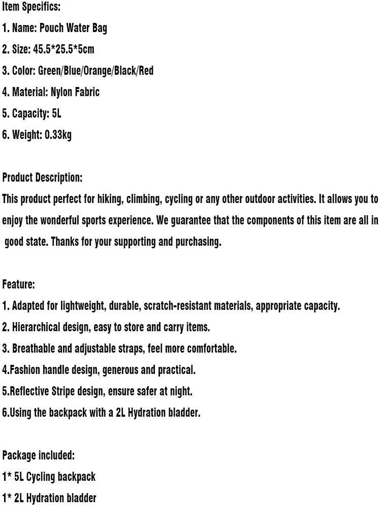 5L HYDRATION Pack with 2L Bladder