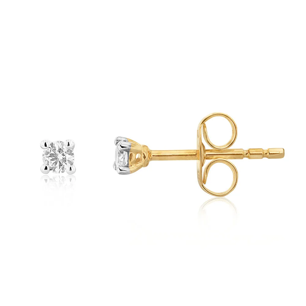 9ct Superb Yellow Gold Diamond Stud Earrings