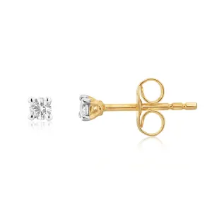 9ct Superb Yellow Gold Diamond Stud Earrings