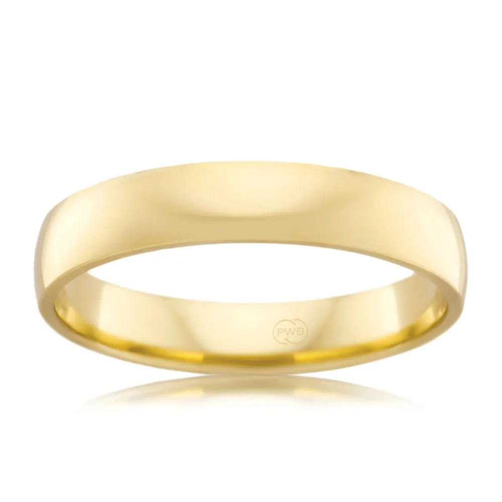 9ct Yellow Gold 4mm Crescent Ring. Size Z