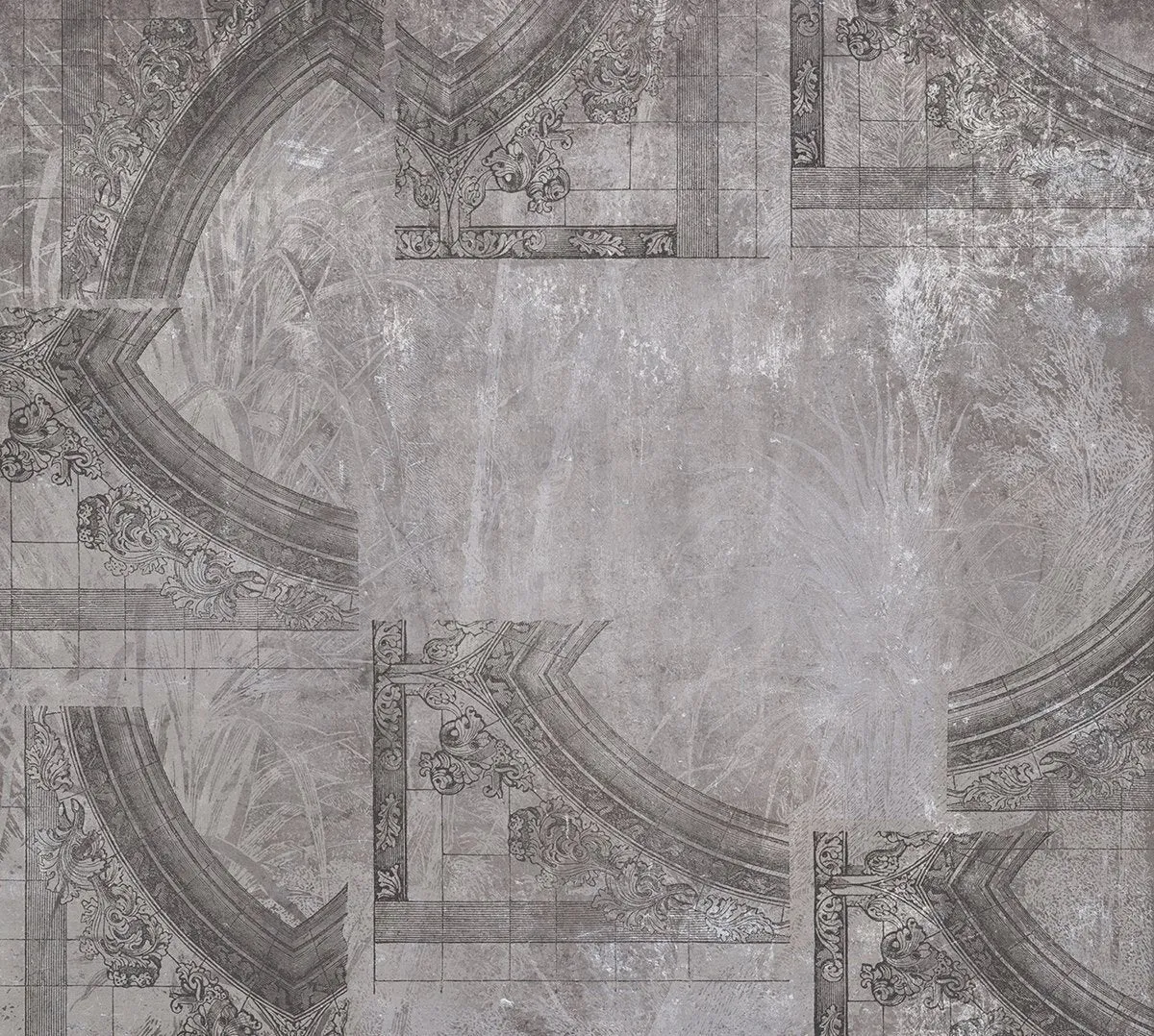 ADark Grey Arched Concrete Mural Wallpaper M9234