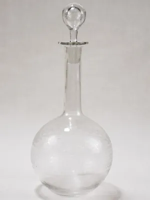 Antique French carafe with stopper and pretty engravings