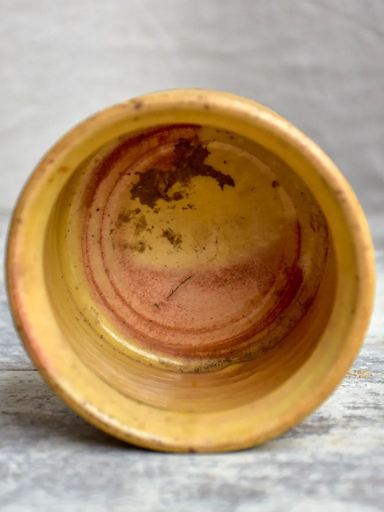 Antique French pot with yellow glaze and lid