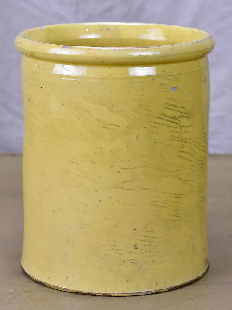 Antique French yellow ware conserve pot