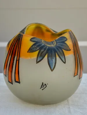 Antique glass vase from the École de Nancy signed LG