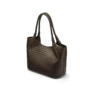 Anya Woven Leather Shoulder Bag - Brown