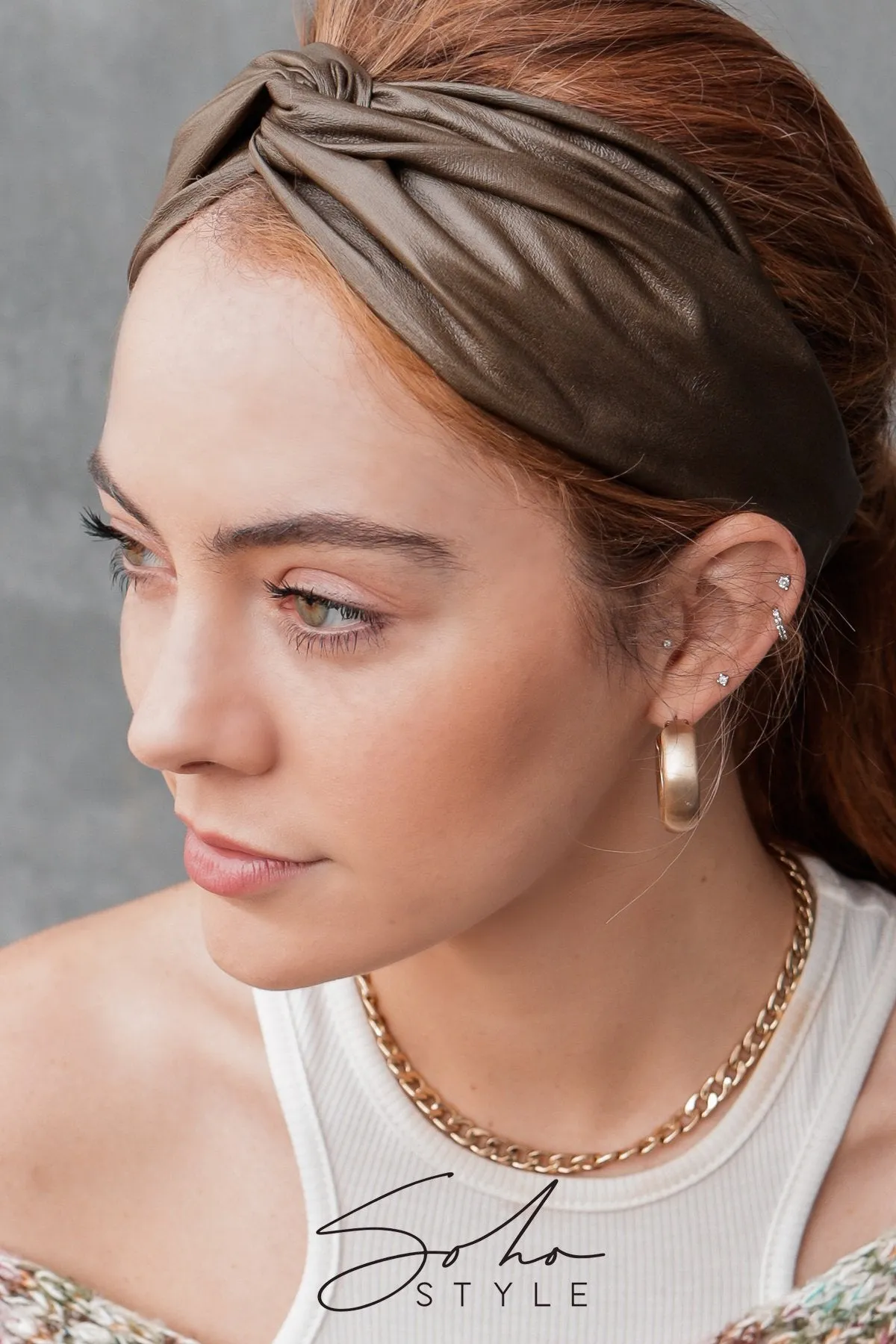 ARTIFICIAL LEATHER TWISTED HEADBAND