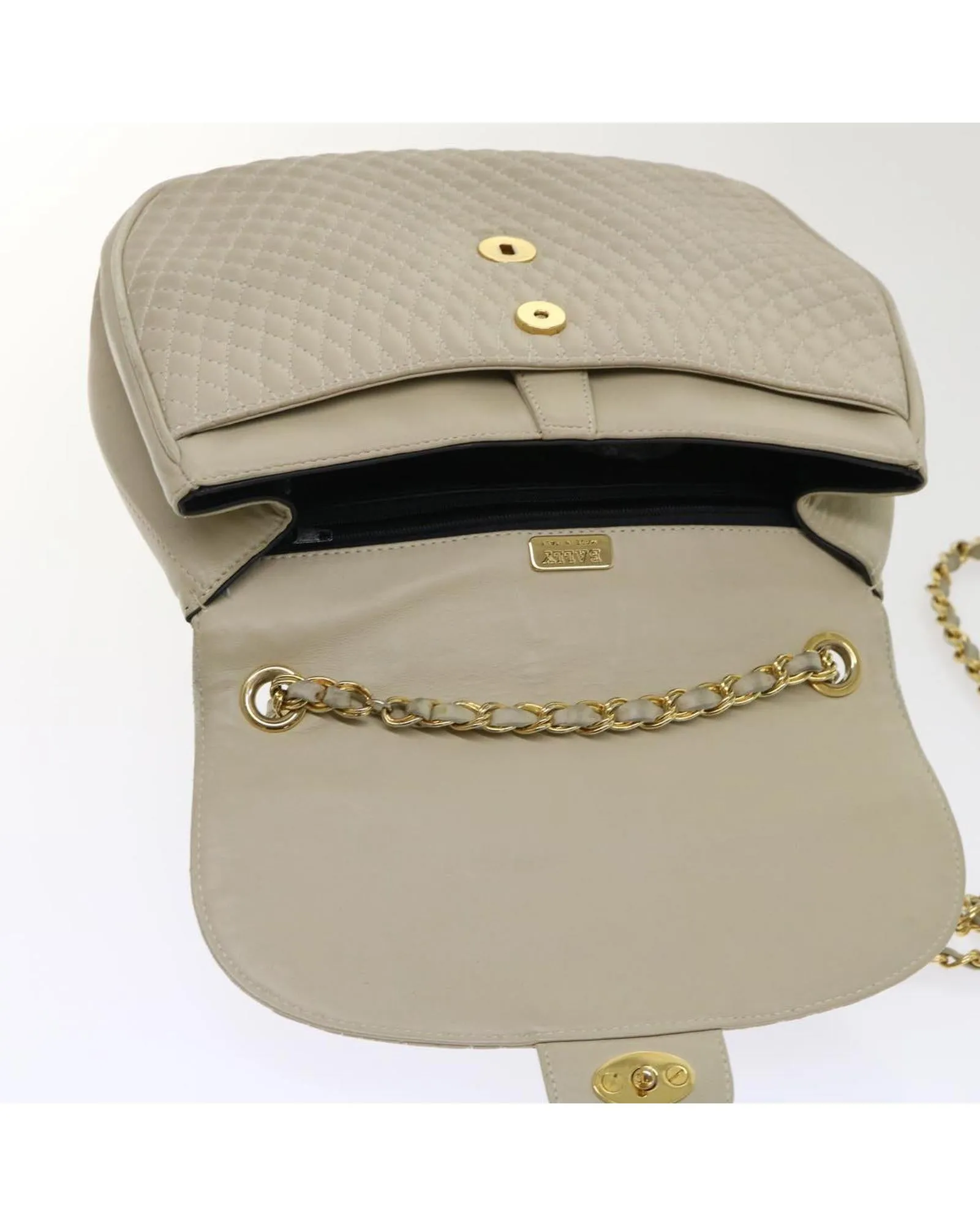 BALLY Beige Quilted Leather Shoulder Bag