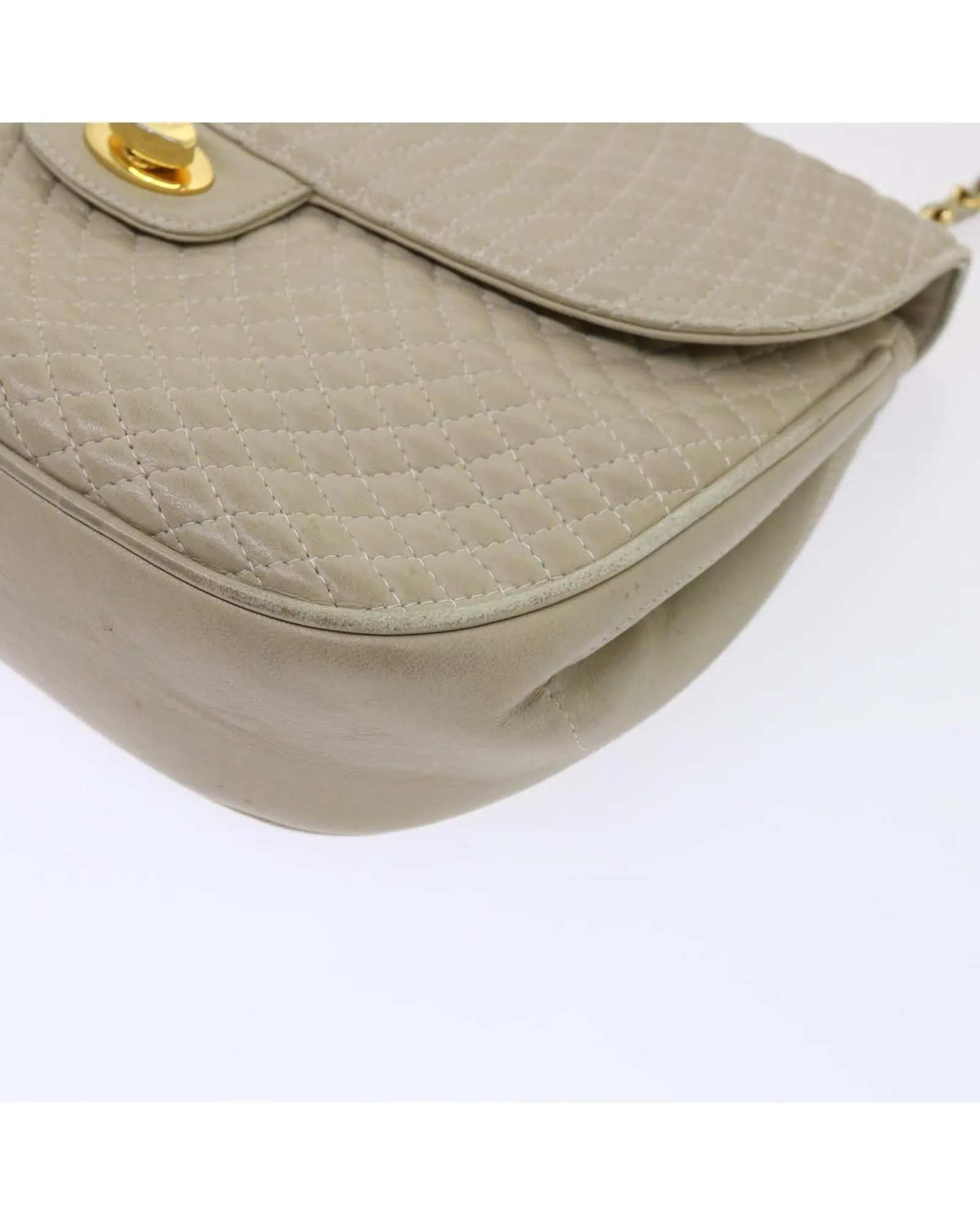 BALLY Beige Quilted Leather Shoulder Bag