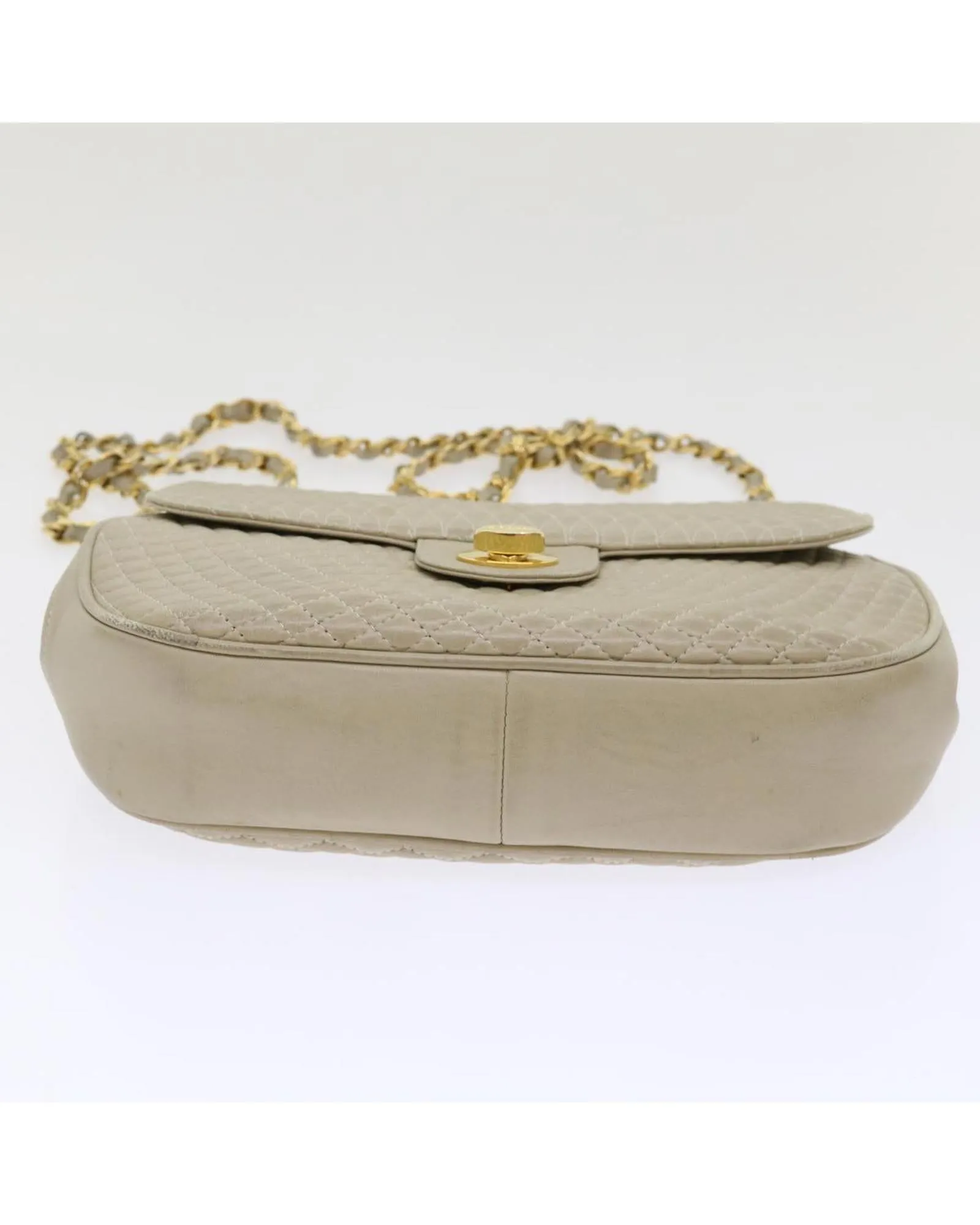BALLY Beige Quilted Leather Shoulder Bag