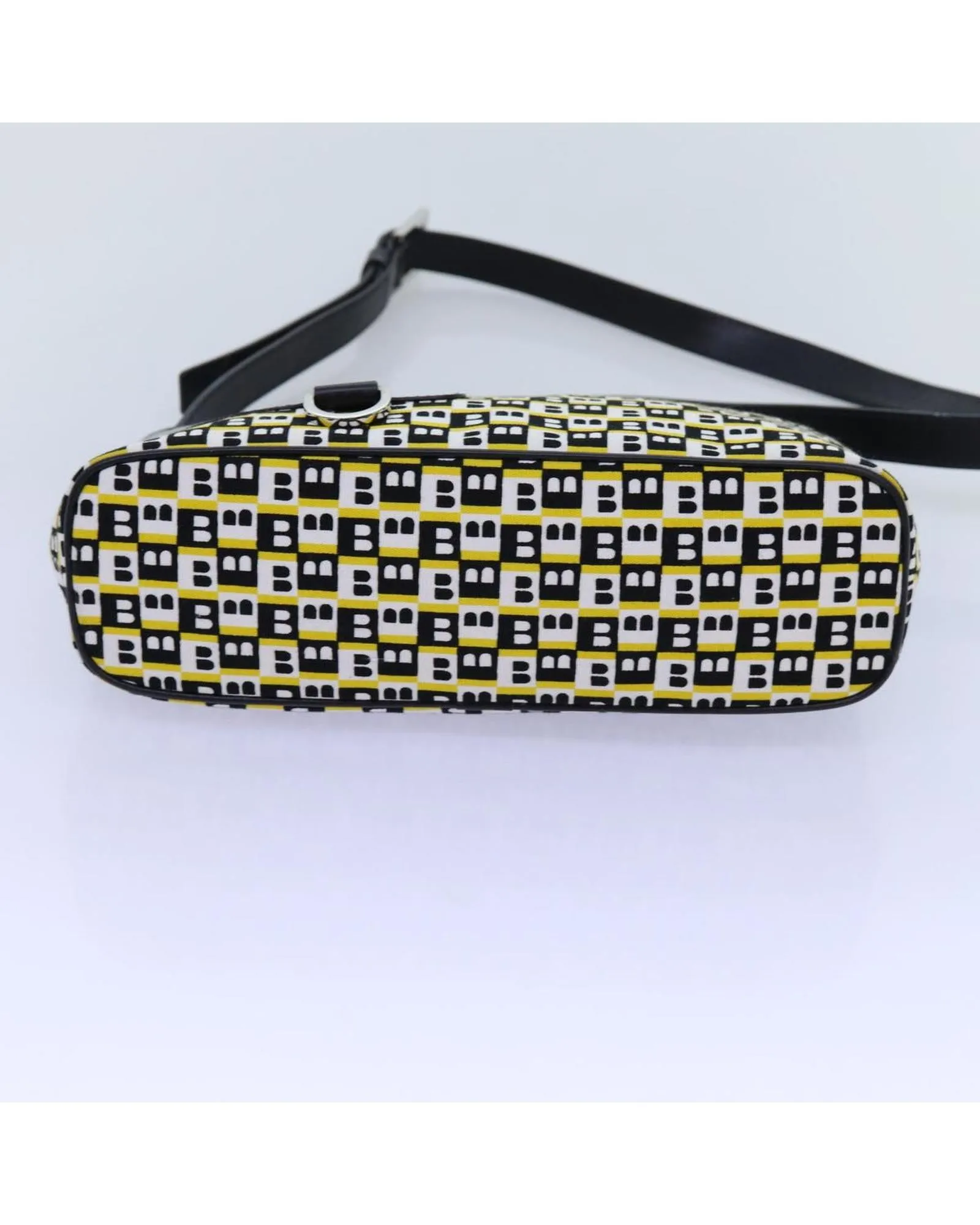 BALLY Womens Black Leather and Canvas Shoulder Bag