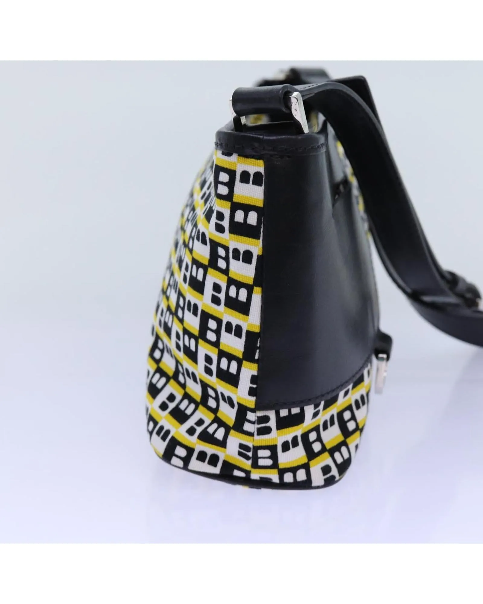 BALLY Womens Black Leather and Canvas Shoulder Bag