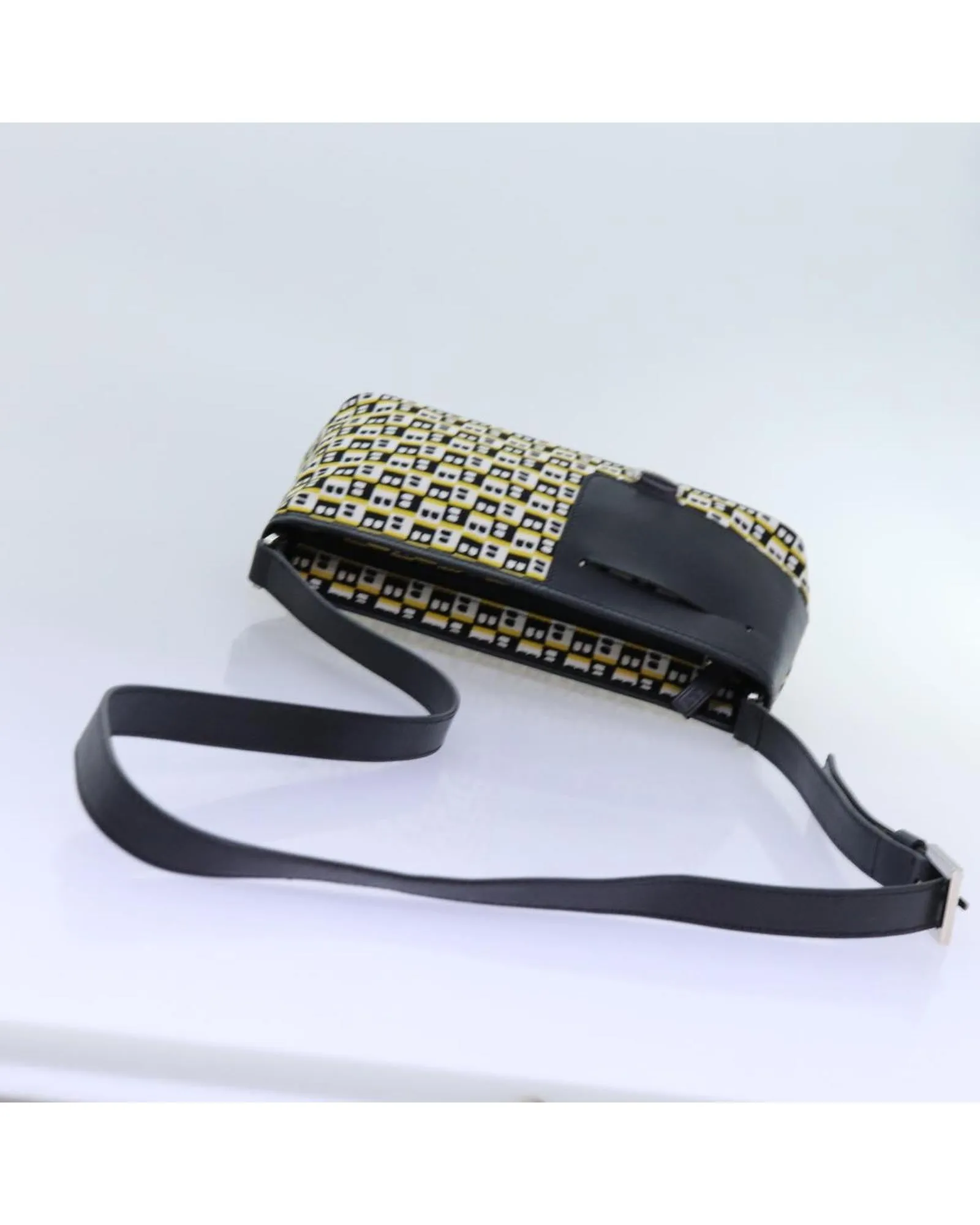 BALLY Womens Black Leather and Canvas Shoulder Bag