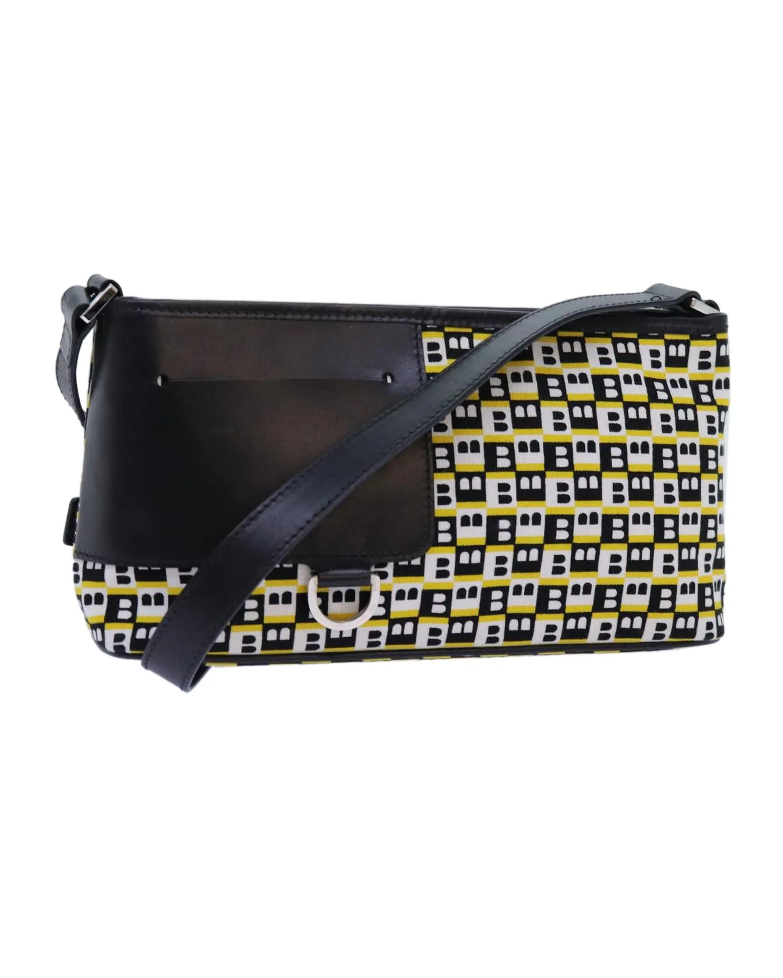 BALLY Womens Black Leather and Canvas Shoulder Bag