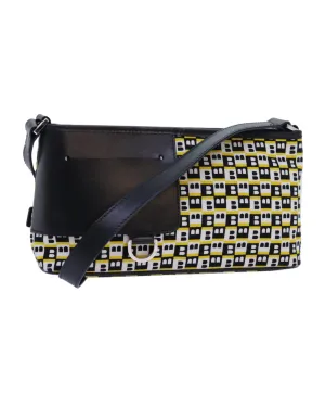 BALLY Womens Black Leather and Canvas Shoulder Bag
