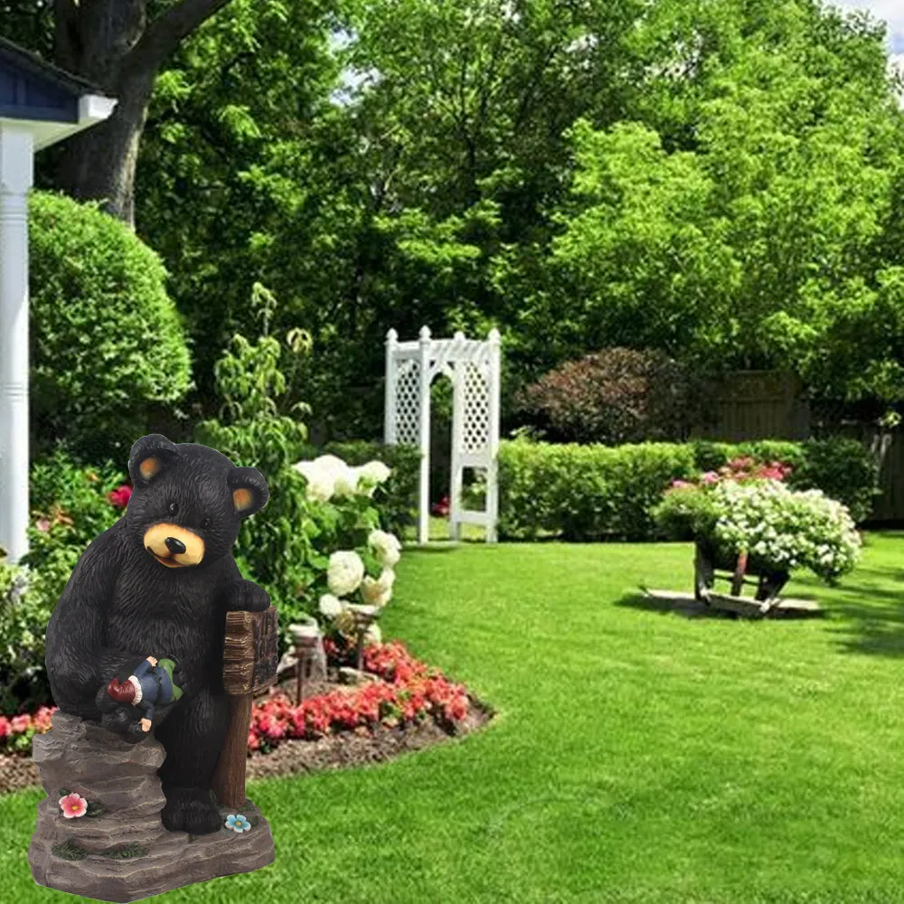 Bear Holding Sign And Gnome