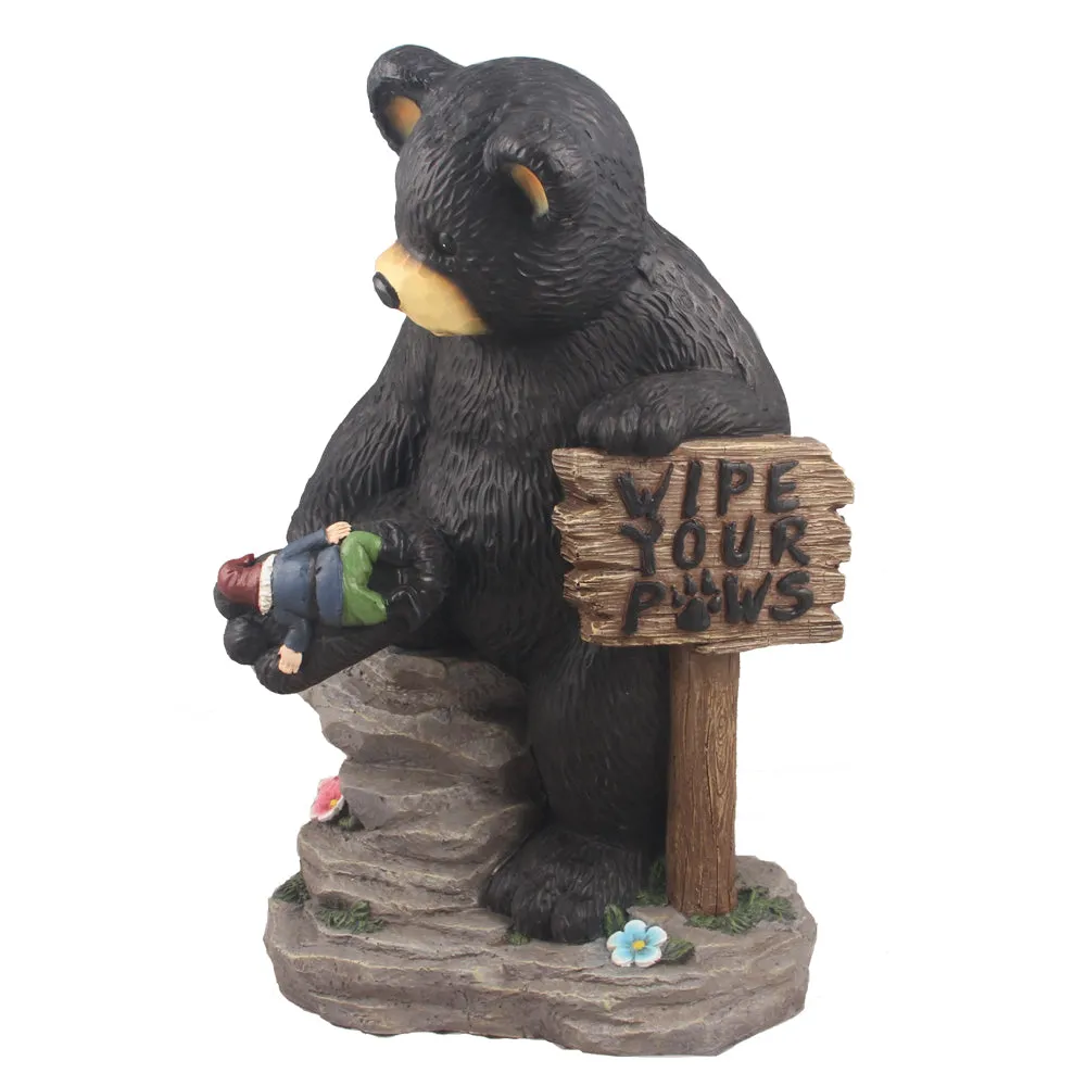 Bear Holding Sign And Gnome
