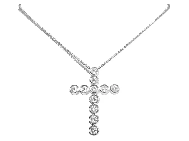 Bezel Set Round Diamond Cross 0.87cts