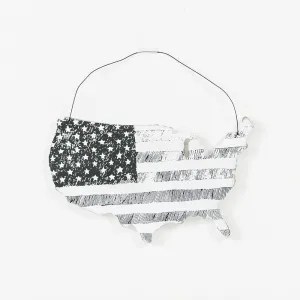 Black & White USA Hanging Wood Cutout