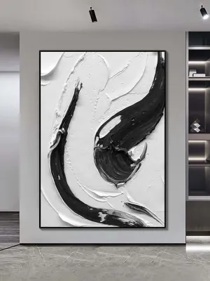 Black and White Swirl Textured Wall Art