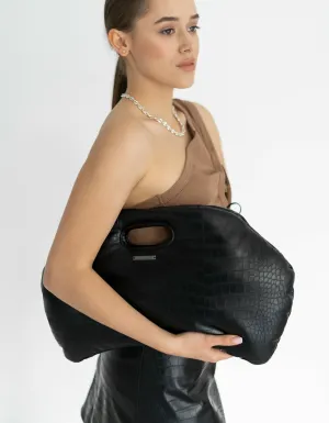 Black dumpling textured bag