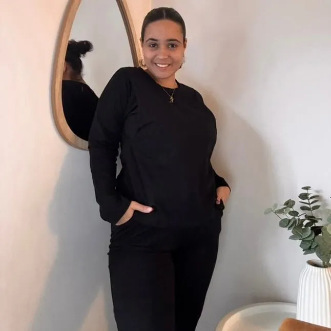 Black Luxurious Cotton Breastfeeding Pyjamas