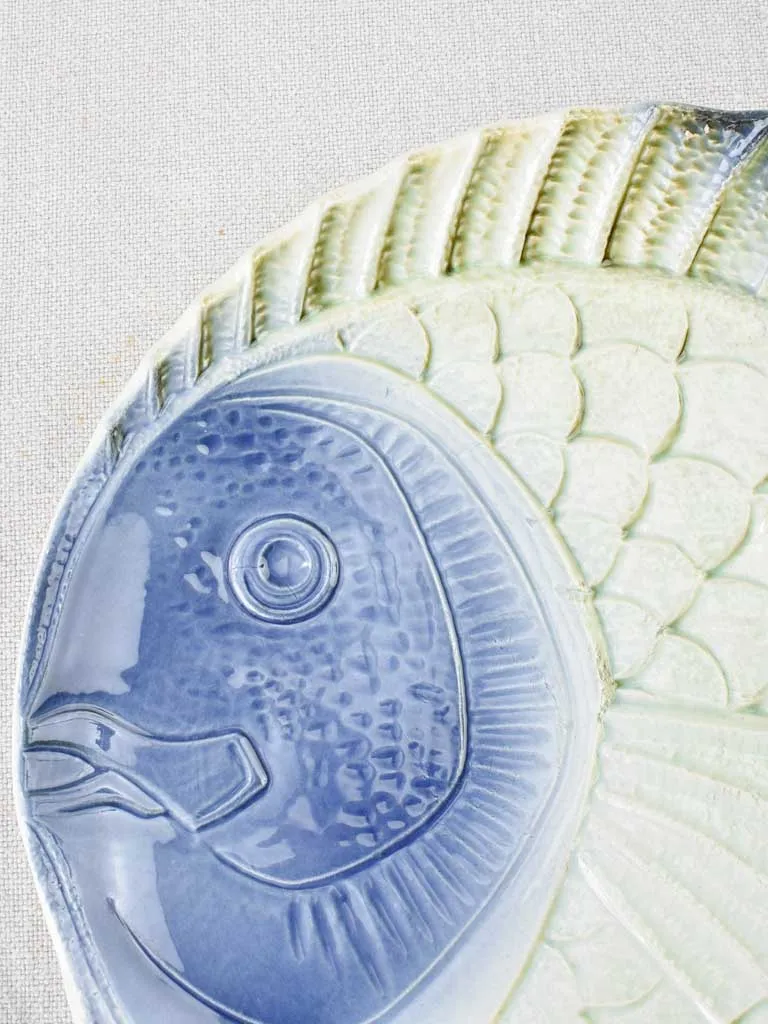 Blue & white fish service 1950s - Sarreguemines