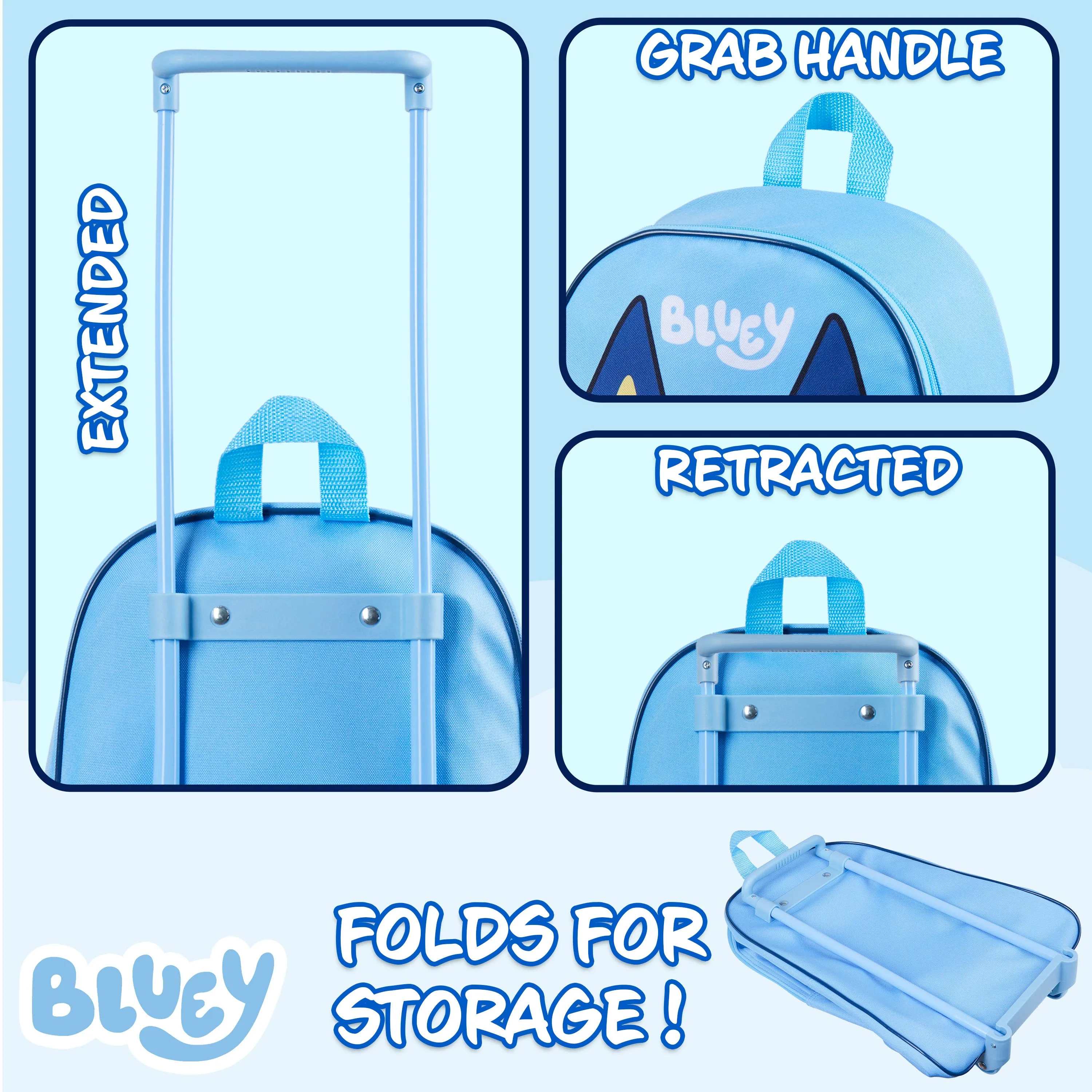 Bluey Children’s Luggage Suitcase - Foldable Trolley Bag