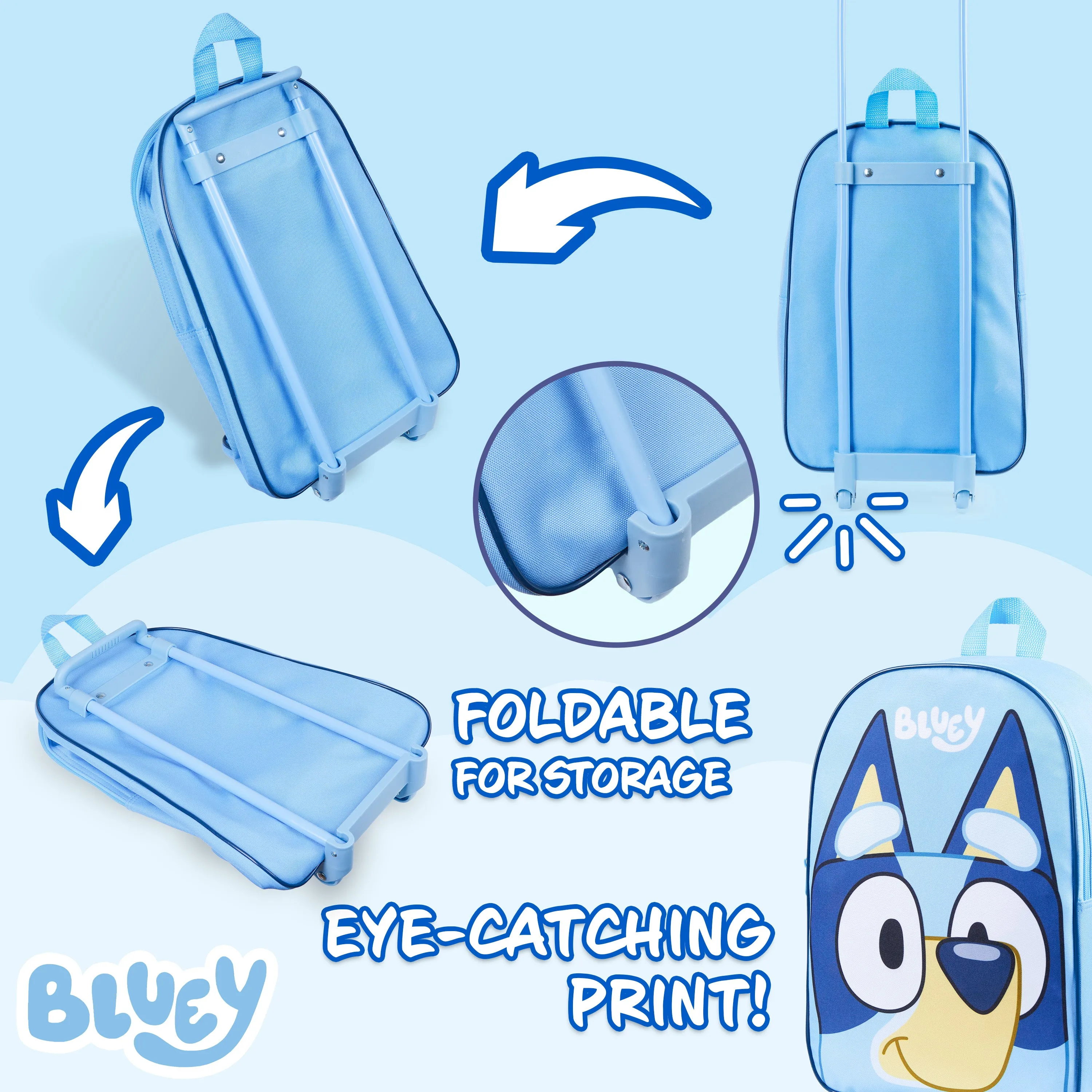 Bluey Children’s Luggage Suitcase - Foldable Trolley Bag