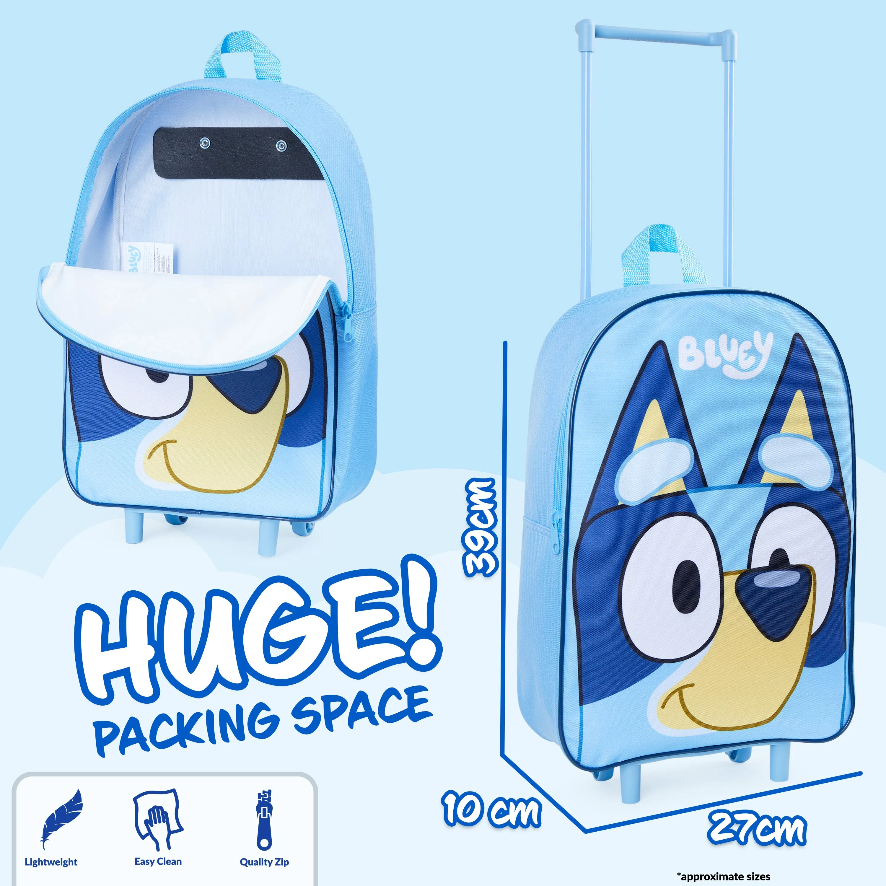 Bluey Children’s Luggage Suitcase - Foldable Trolley Bag