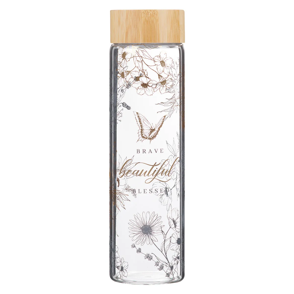 Brave Beautiful Blessed Glass Water Bottle