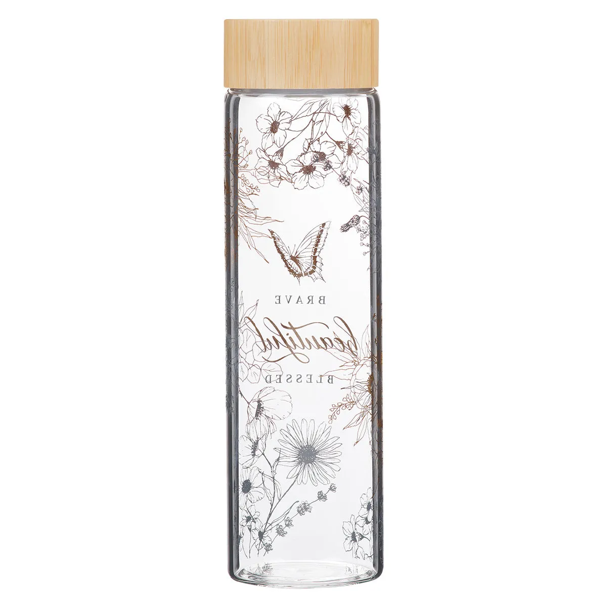 Brave Beautiful Blessed Glass Water Bottle