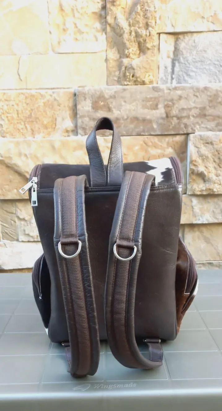 Brown and White Backpack Large Multipurpose Bag Unisex