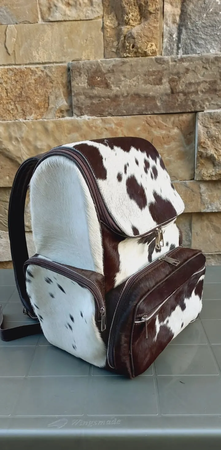 Brown and White Backpack Large Multipurpose Bag Unisex