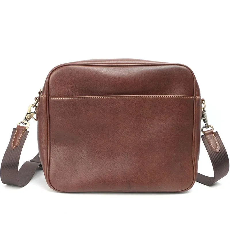 Brown Leather Mens 8 inches Courier Bag Messenger Bag Small Postman Bag For Men