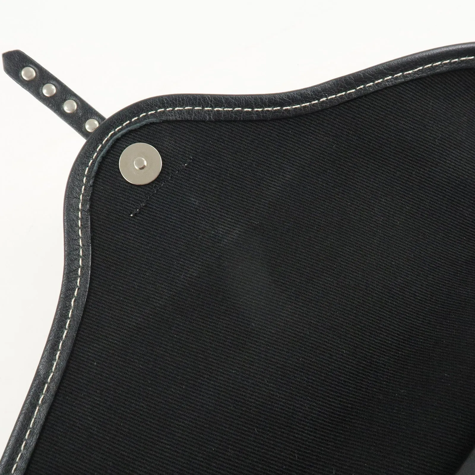 CELINE Macadam Canvas Leather Shoulder Bag Gray Black Used