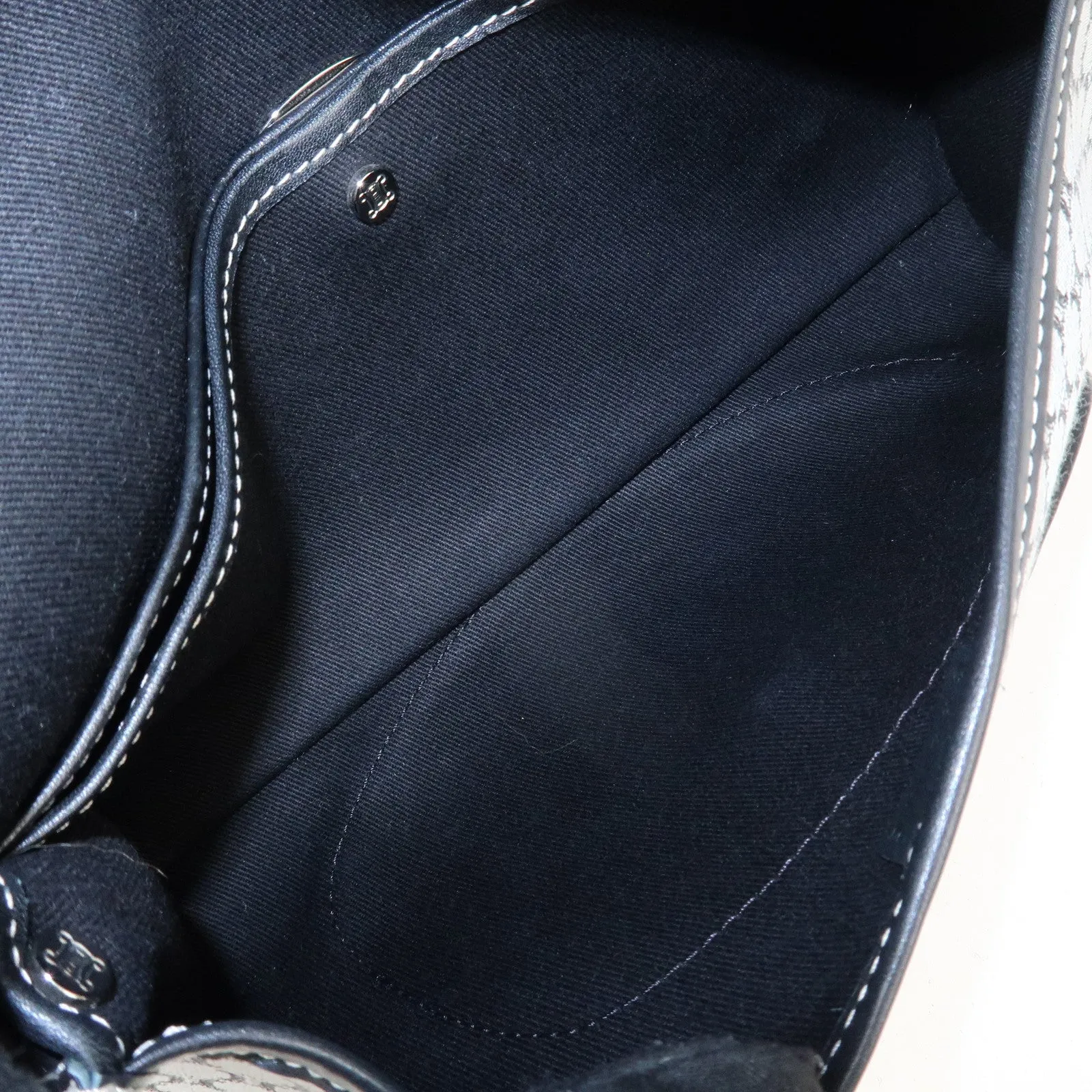 CELINE Macadam Canvas Leather Shoulder Bag Gray Black Used
