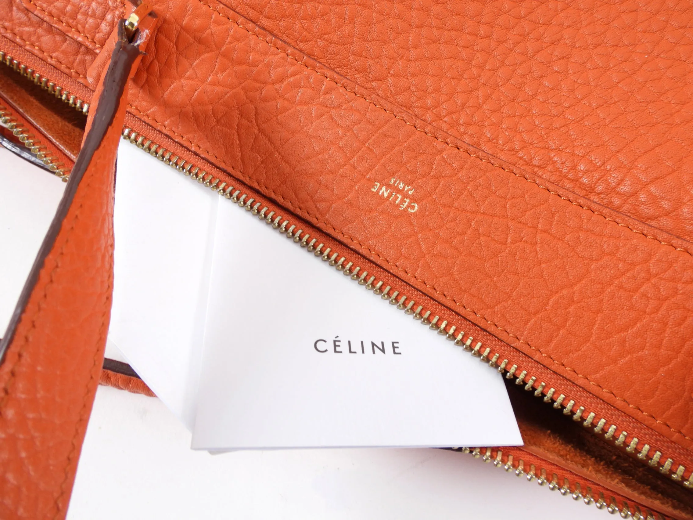Celine Orange Grained Leather Small Ring Bag