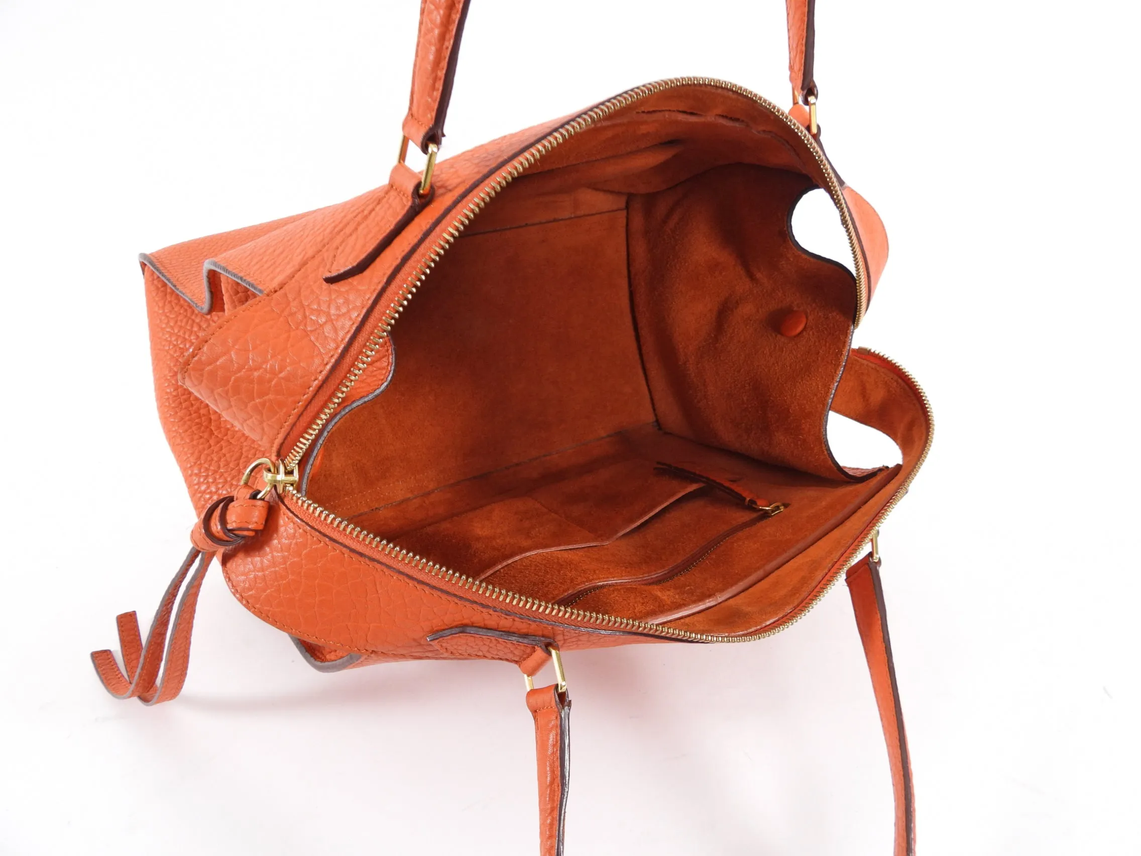 Celine Orange Grained Leather Small Ring Bag