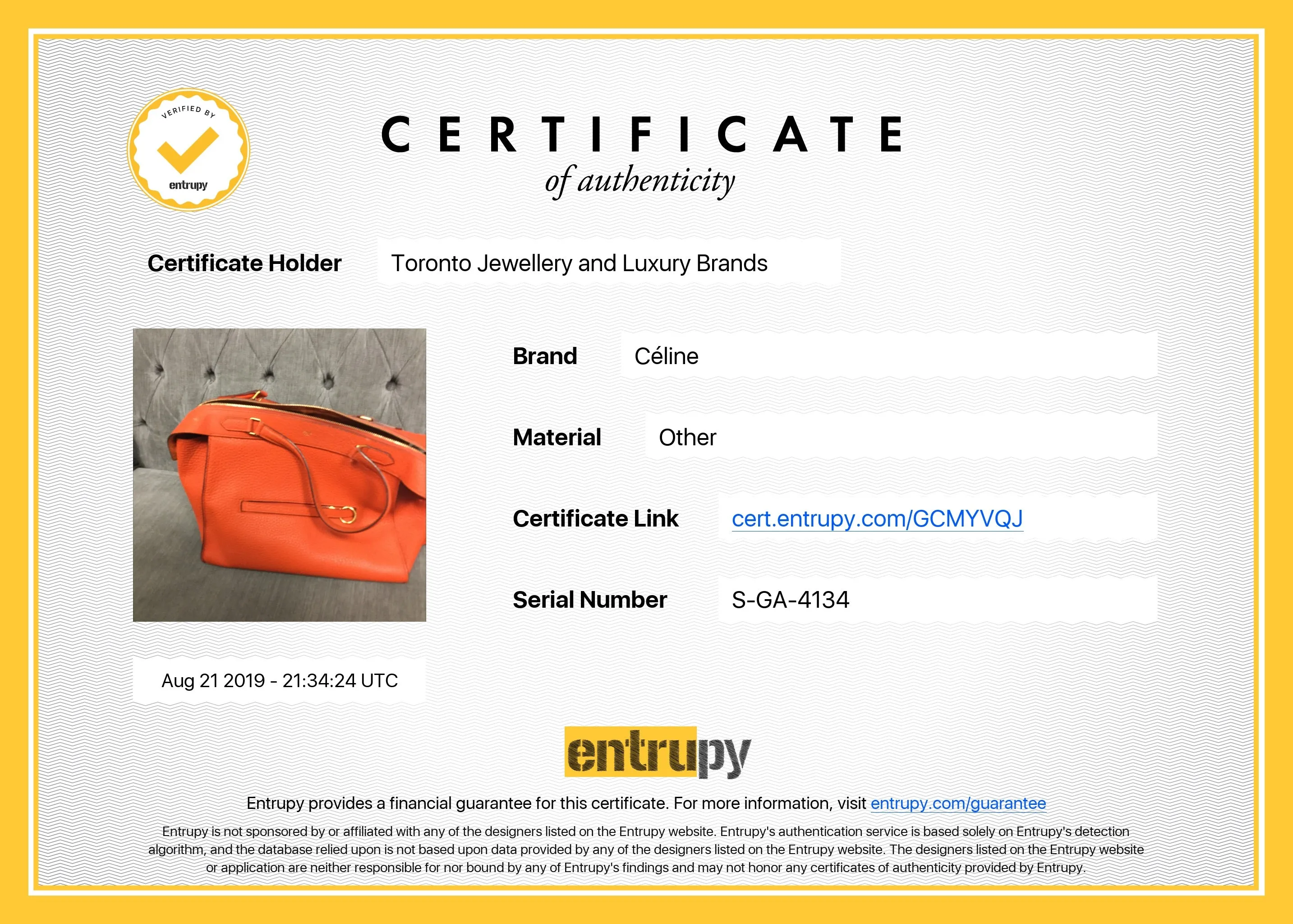 Celine Orange Grained Leather Small Ring Bag