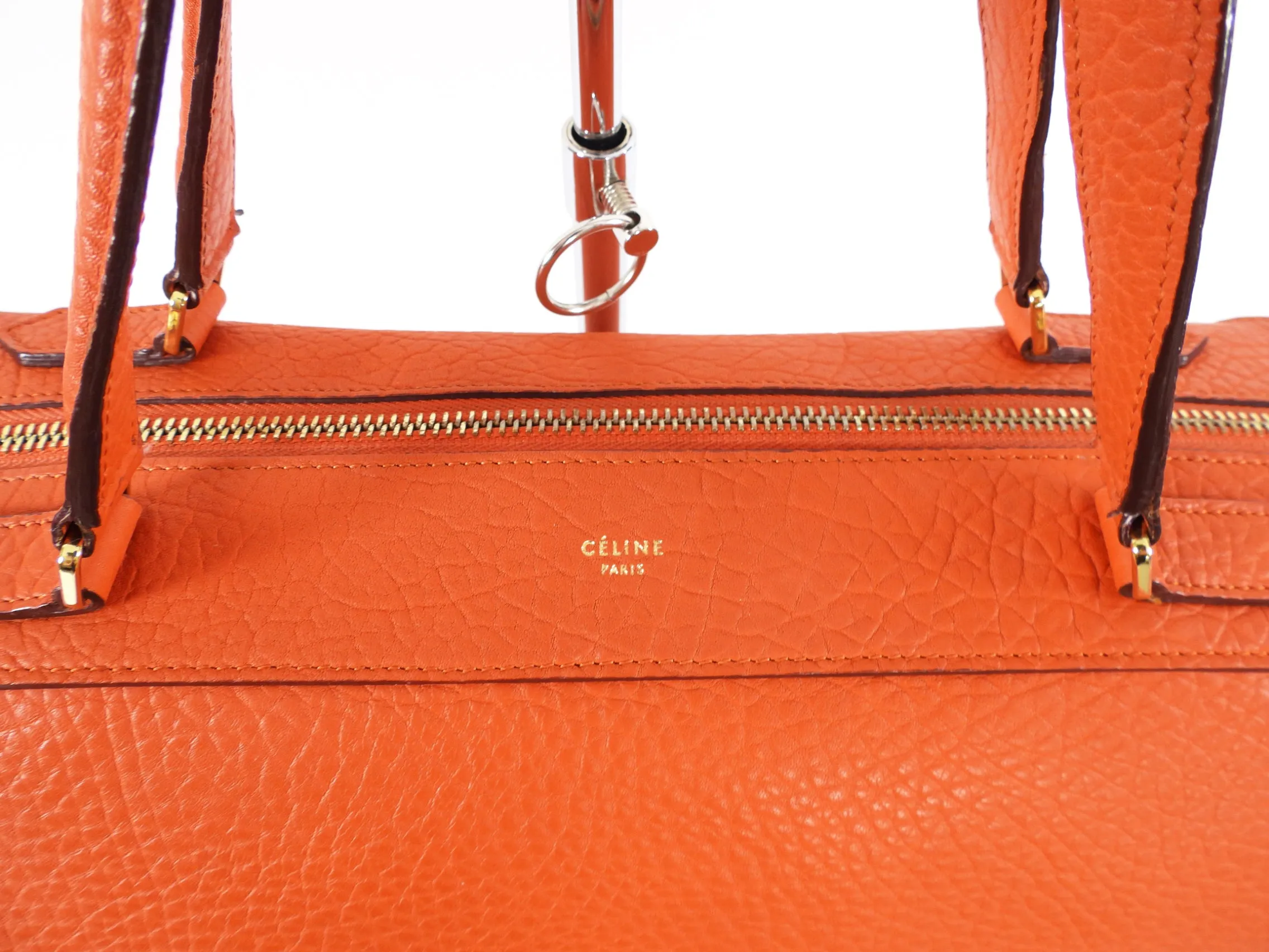 Celine Orange Grained Leather Small Ring Bag