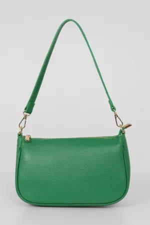 Chloe - Italian Leather Baguette Bag - Bright Green, Pebbled