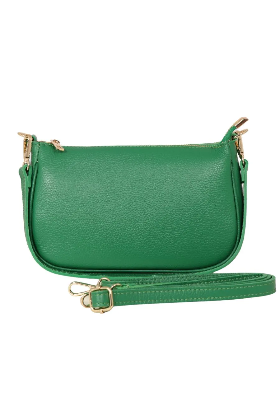 Chloe - Italian Leather Baguette Bag - Bright Green, Pebbled