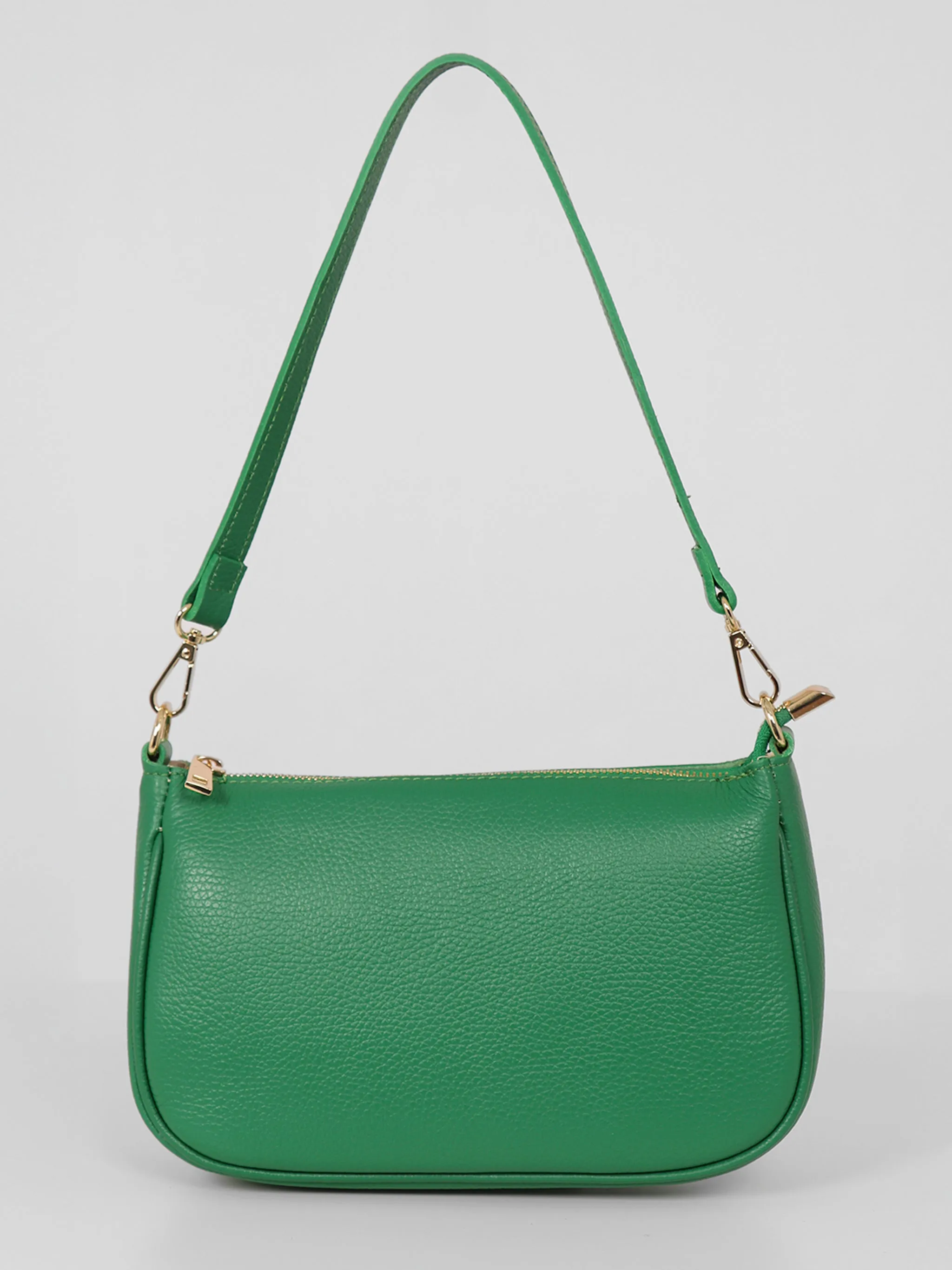 Chloe - Italian Leather Baguette Bag - Bright Green, Pebbled