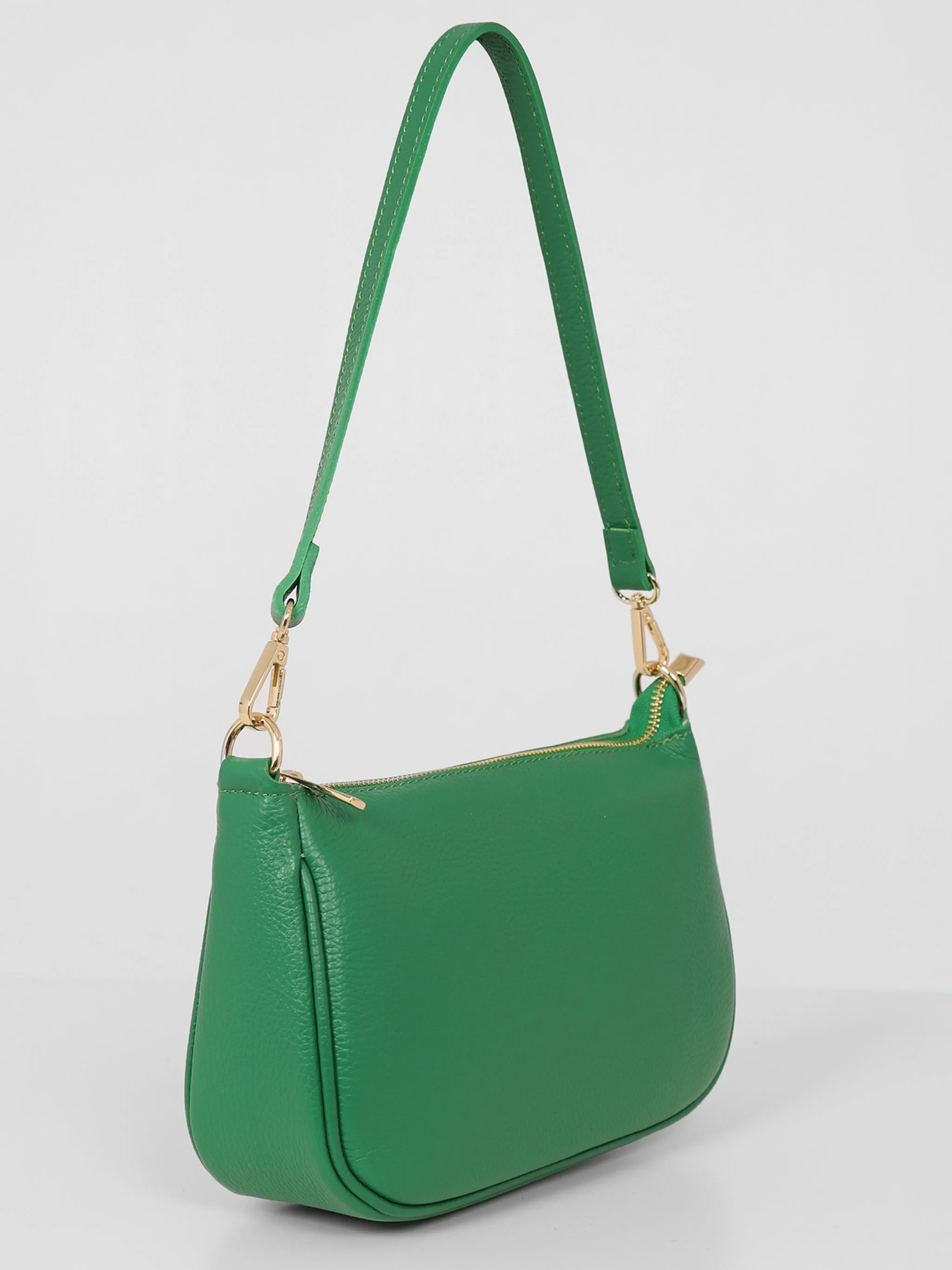 Chloe - Italian Leather Baguette Bag - Bright Green, Pebbled